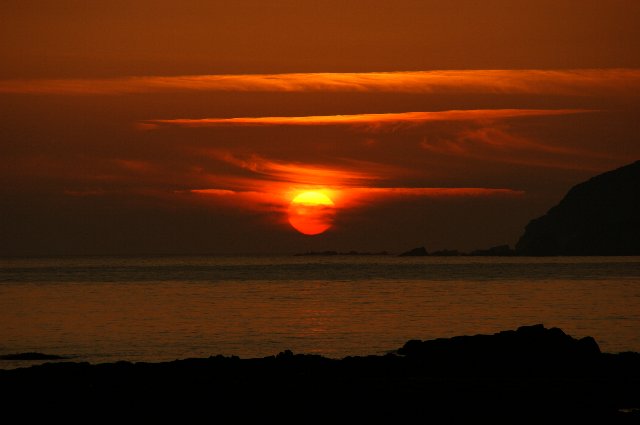 黒石海岸からの夕日
